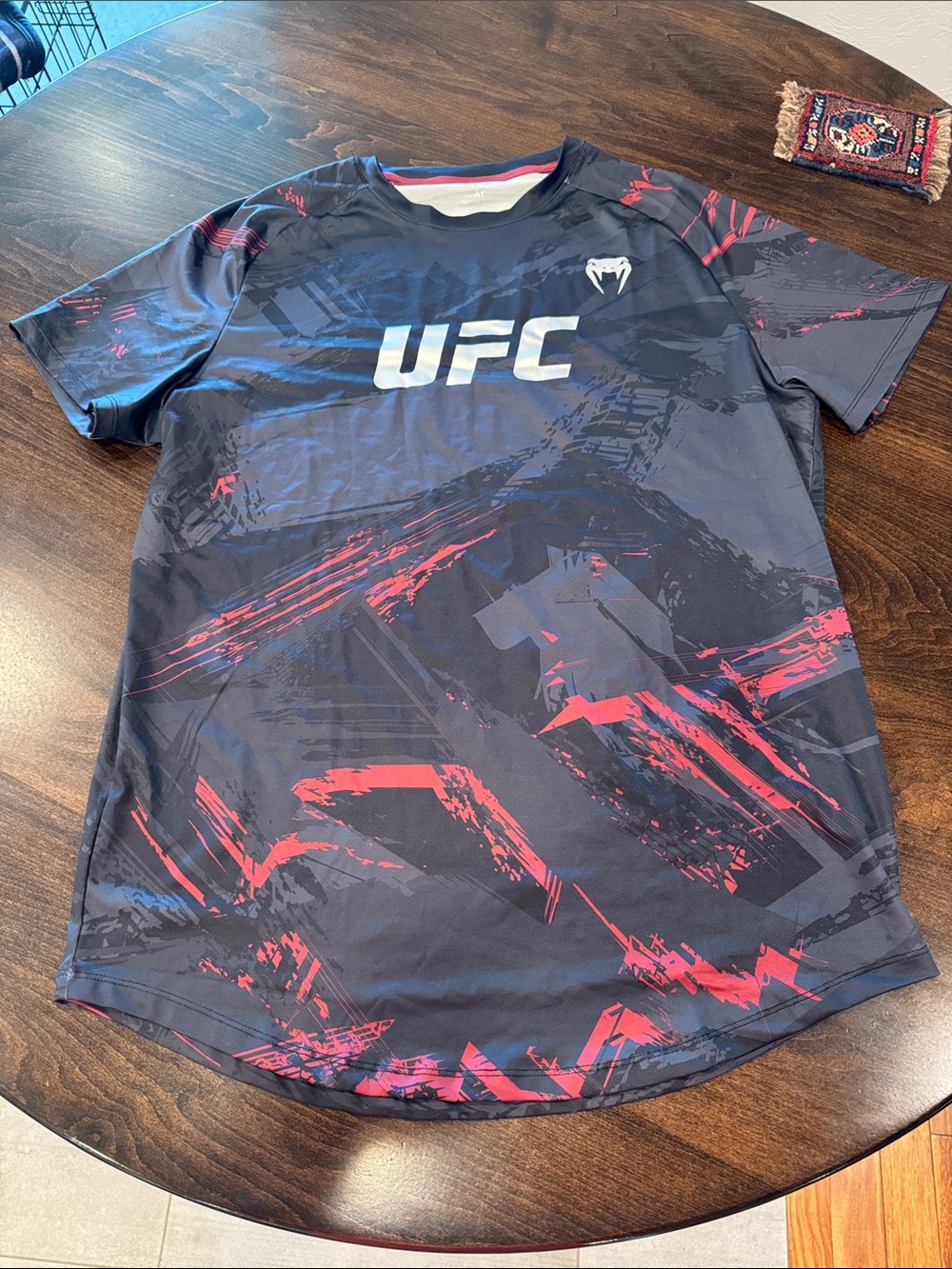 UFC Black Athletic Short Sleeve Tee with Red Accents